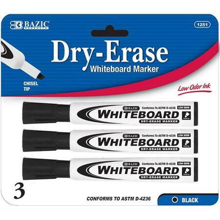 BAZIC PRODUCTS Bazic Black Chisel Tip Dry-Erase Markers Pack of 24 1251